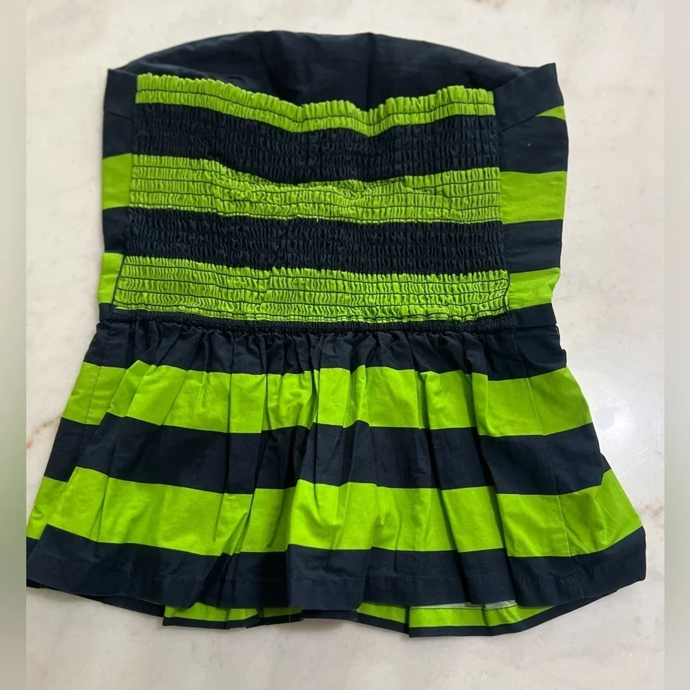 Hollister Navy And Green Strapless Peplum Juniors Top Size Medium New With Tags - Picture 3 of 6